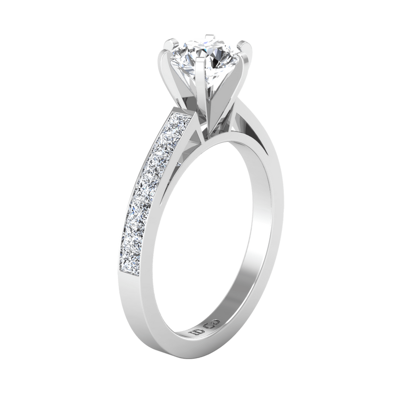 Round Diamond Pave Engagement Ring Calla 14K White Gold