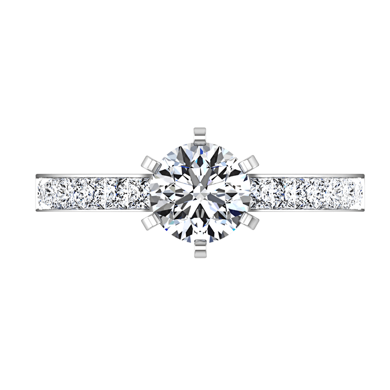 Round Diamond Pave Engagement Ring Calla 14K White Gold