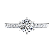 Round Diamond Pave Engagement Ring Calla 14K White Gold