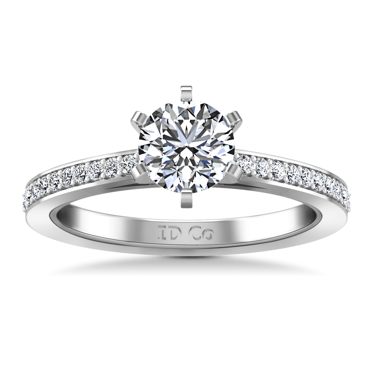 Round Diamond Pave Engagement Ring Ashley 14K White Gold