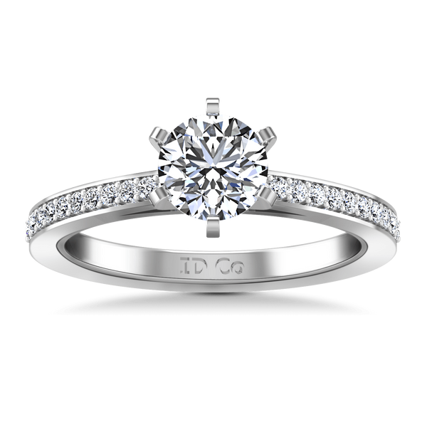 Round Diamond Pave Engagement Ring Ashley 14K White Gold