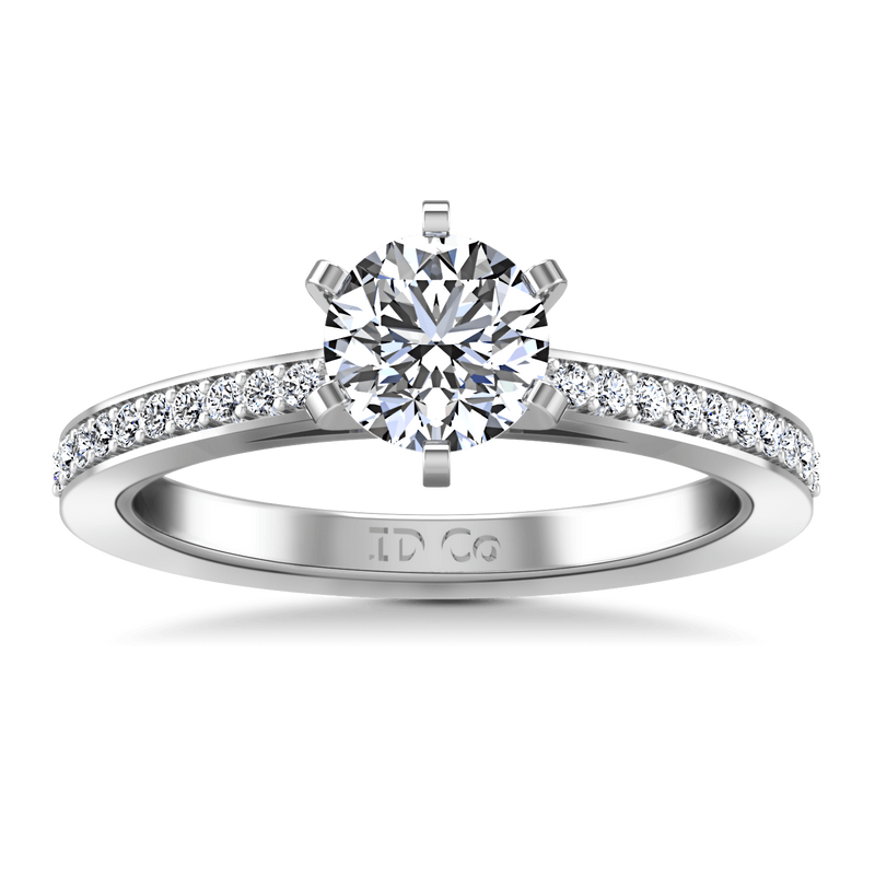 Round Diamond Pave Engagement Ring Ashley 14K White Gold
