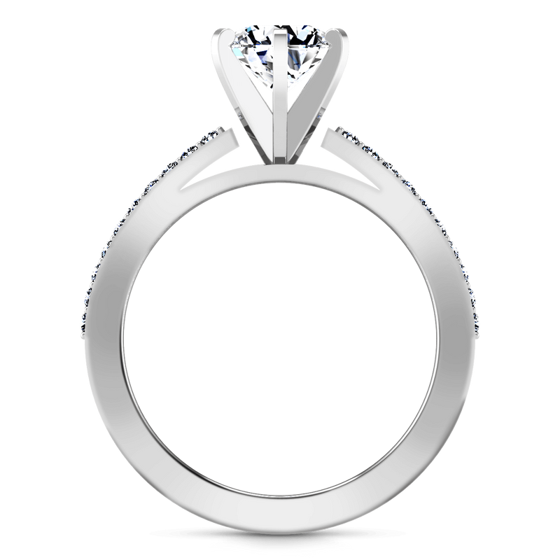 Round Diamond Pave Engagement Ring Ashley 14K White Gold