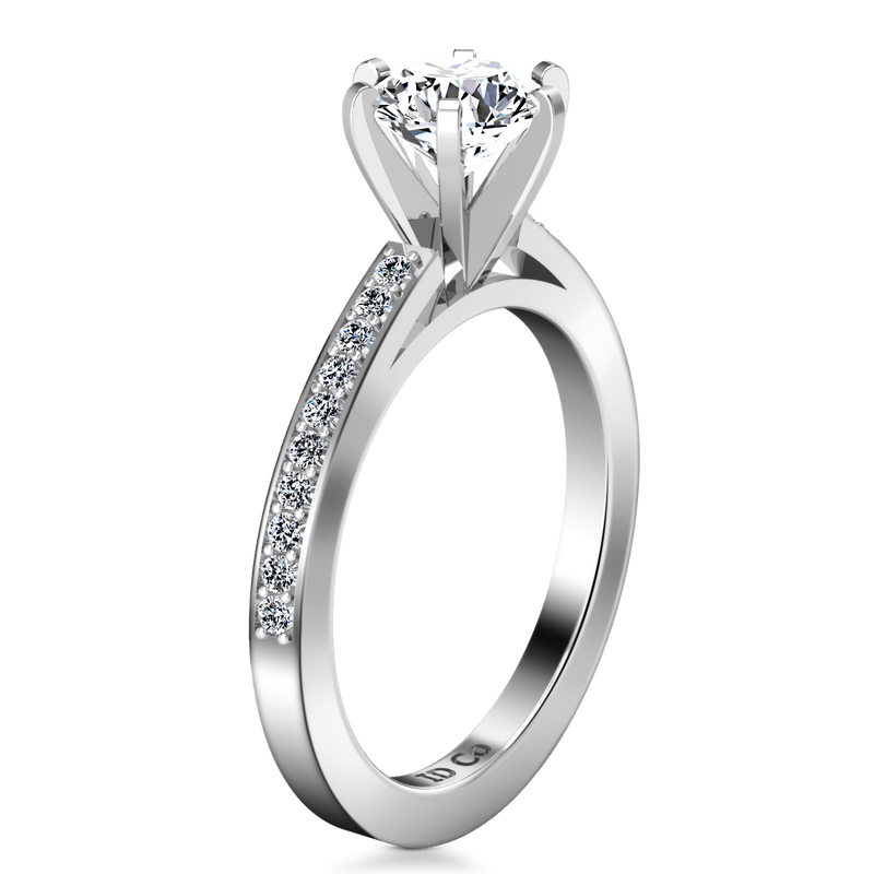 Round Diamond Pave Engagement Ring Ashley 14K White Gold