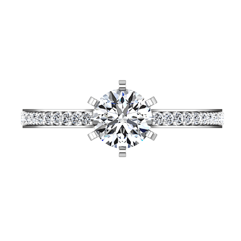 Round Diamond Pave Engagement Ring Ashley 14K White Gold