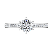 Round Diamond Pave Engagement Ring Ashley 14K White Gold