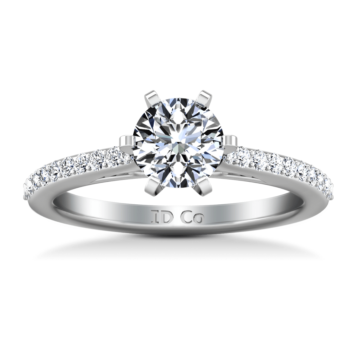 Round Diamond Pave Engagement Ring Juliette 14K White Gold