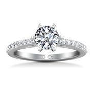 Round Diamond Pave Engagement Ring Juliette 14K White Gold