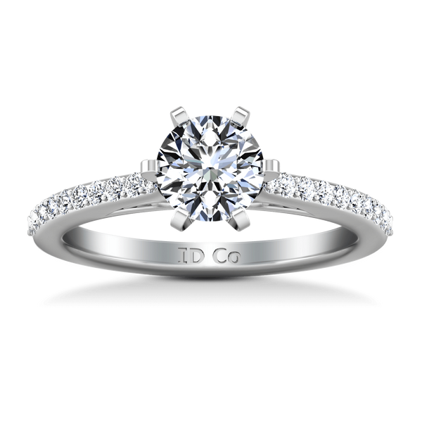 Round Diamond Pave Engagement Ring Juliette 14K White Gold