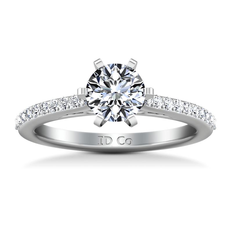Round Diamond Pave Engagement Ring Juliette 14K White Gold