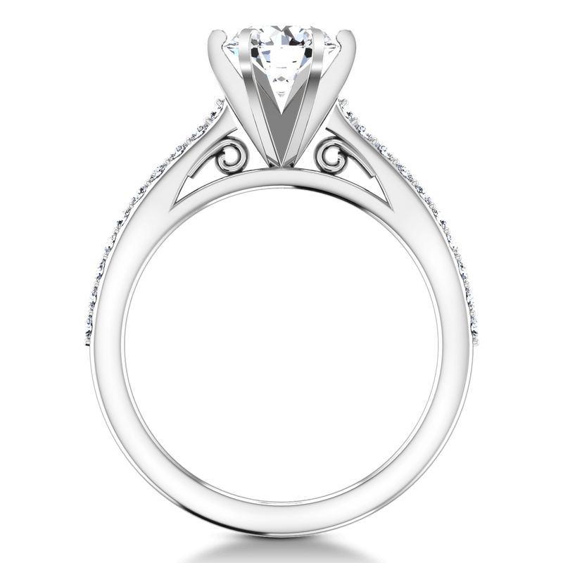 Round Diamond Pave Engagement Ring Juliette 14K White Gold