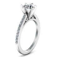 Round Diamond Pave Engagement Ring Juliette 14K White Gold