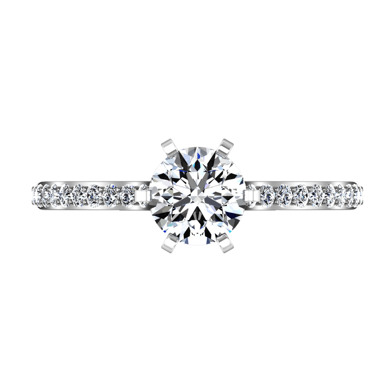 Round Diamond Pave Engagement Ring Juliette 14K White Gold