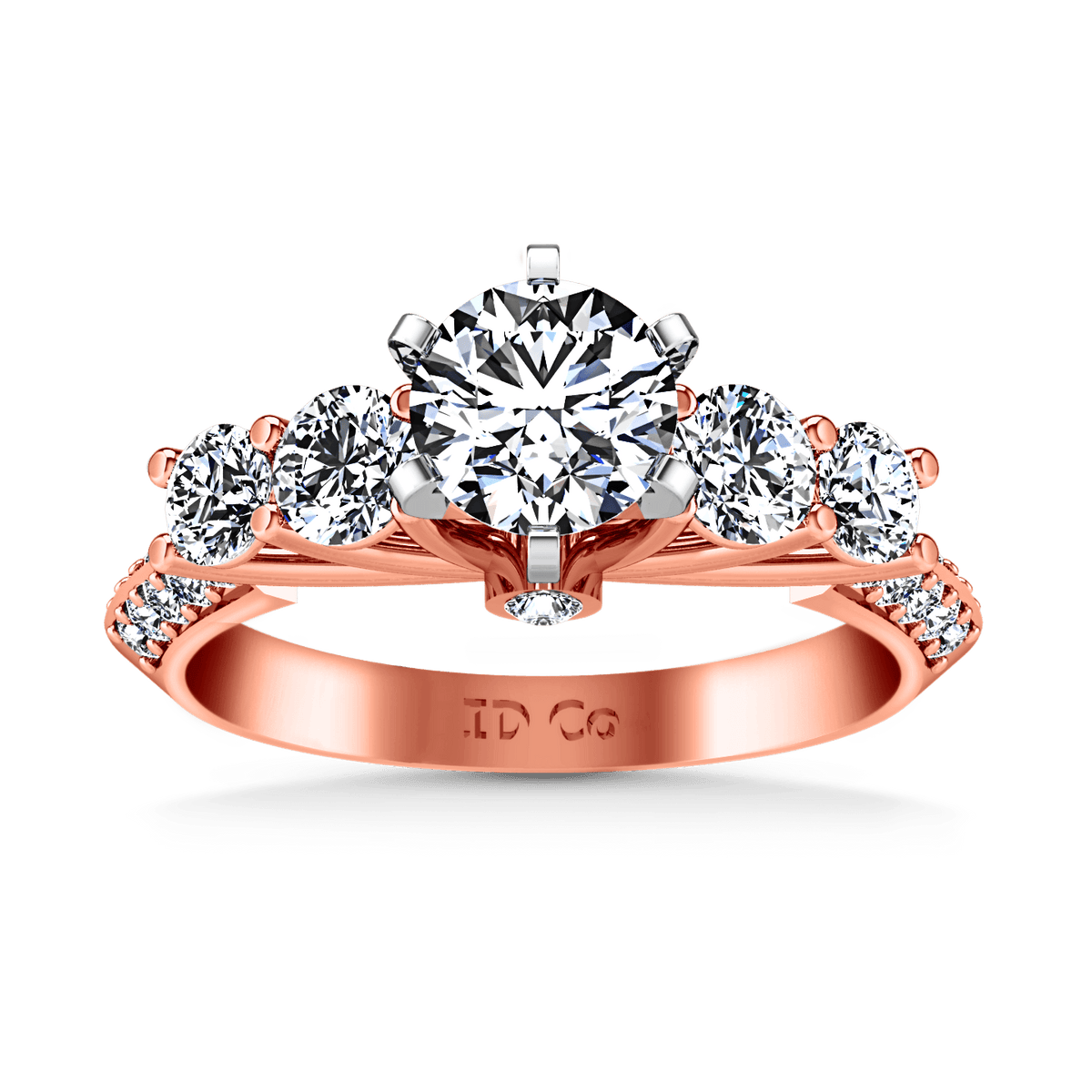 Pave Diamond Engagement Ring Regal 14K Rose Gold