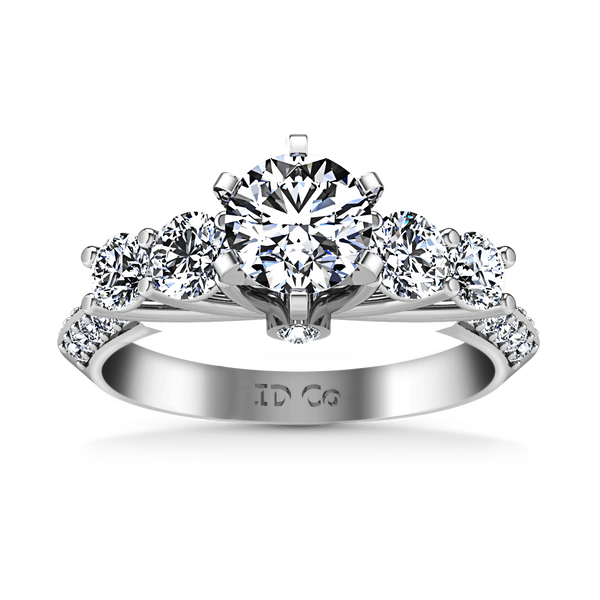Round Diamond Pave Engagement Ring Regal 14K White Gold