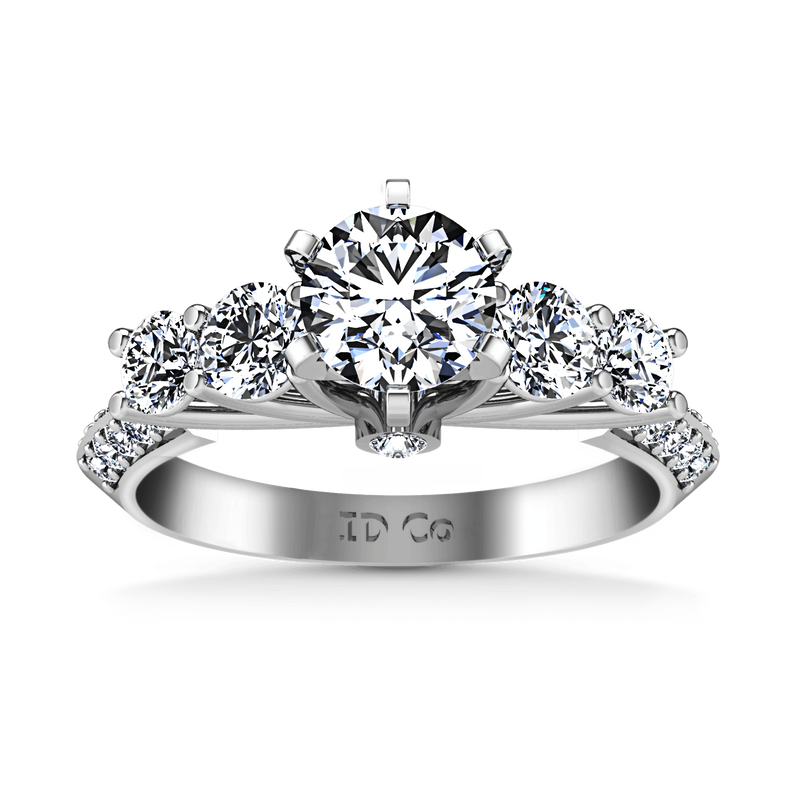 Round Diamond Pave Engagement Ring Regal 14K White Gold