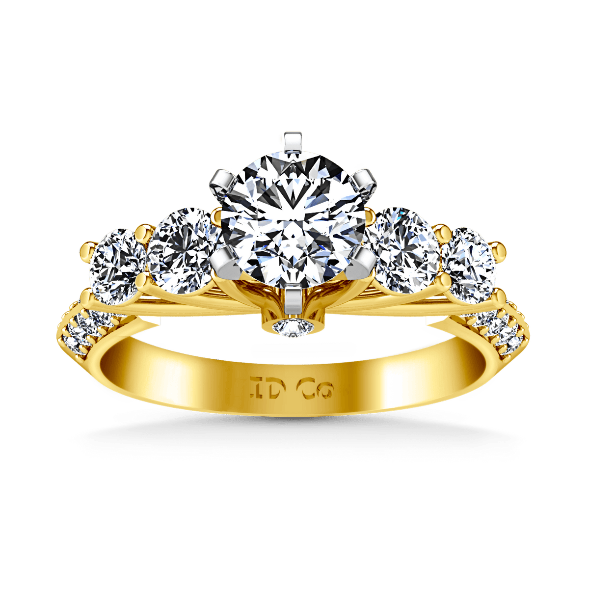 Pave Diamond EngagementRing Regal 14K Yellow Gold