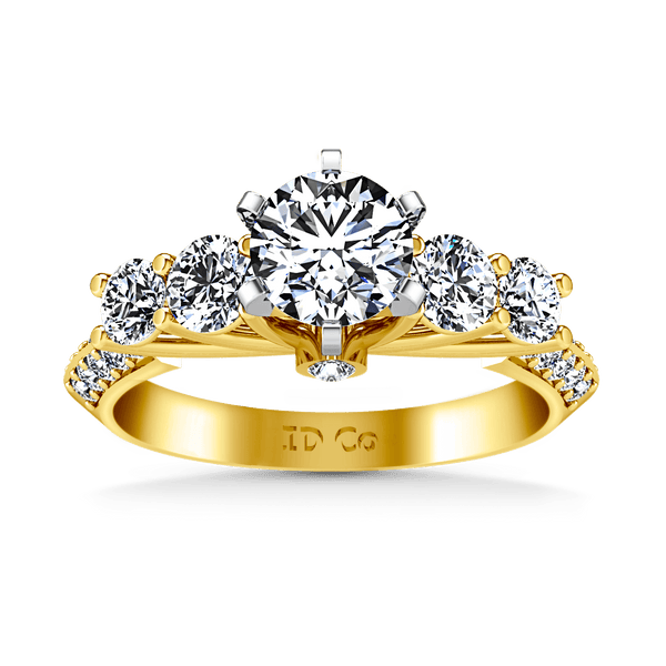 Pave Diamond EngagementRing Regal 14K Yellow Gold
