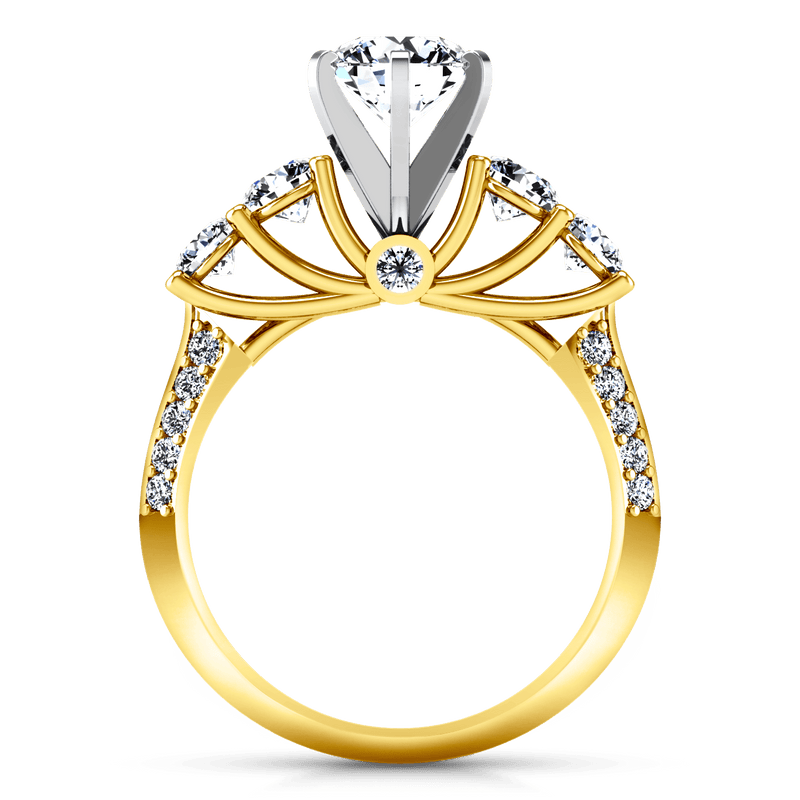 Pave Diamond EngagementRing Regal 14K Yellow Gold