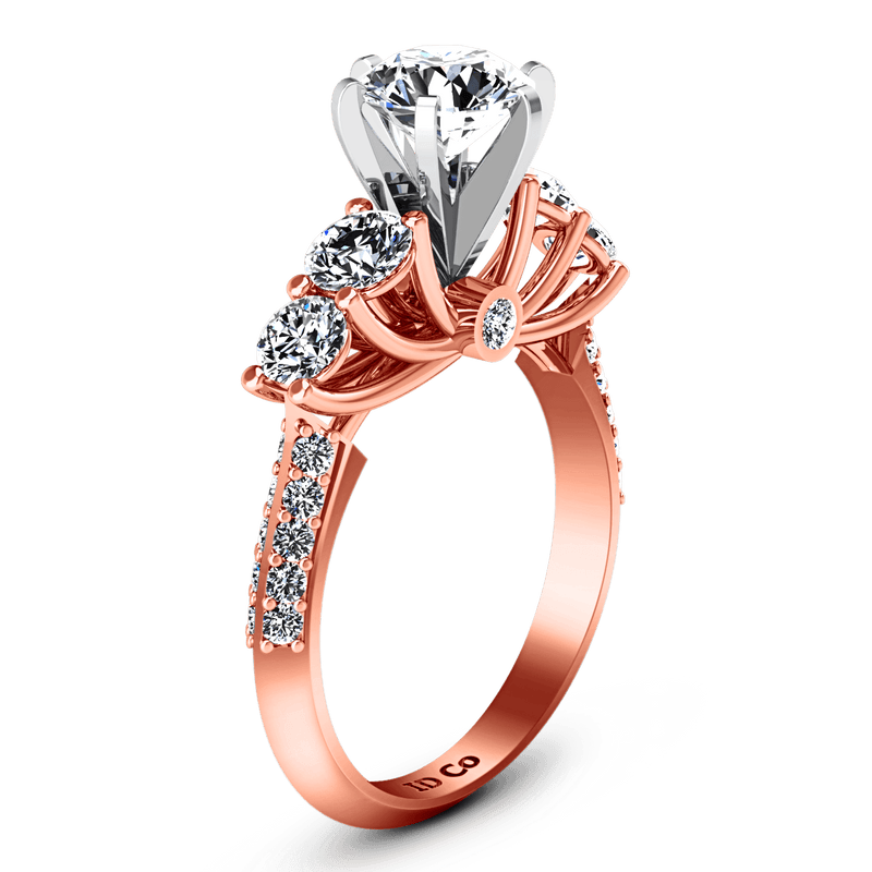Pave Diamond Engagement Ring Regal 14K Rose Gold