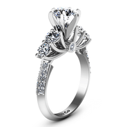 Round Diamond Pave Engagement Ring Regal 14K White Gold