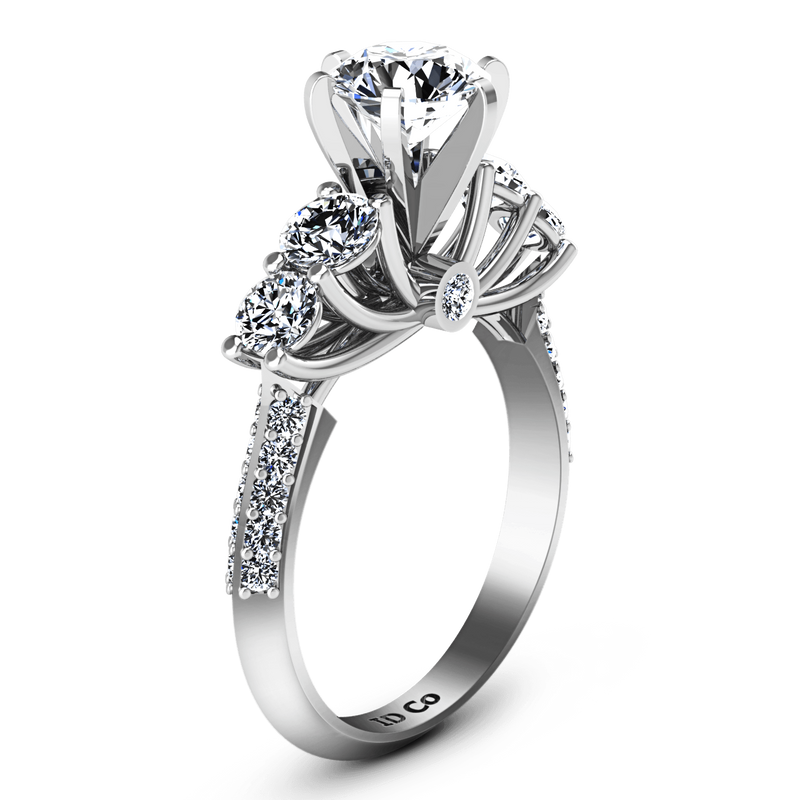 Round Diamond Pave Engagement Ring Regal 14K White Gold