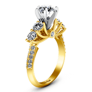 Pave Diamond EngagementRing Regal 14K Yellow Gold