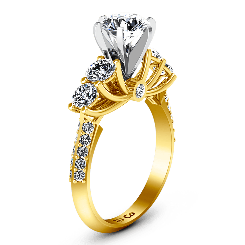 Pave Diamond EngagementRing Regal 14K Yellow Gold