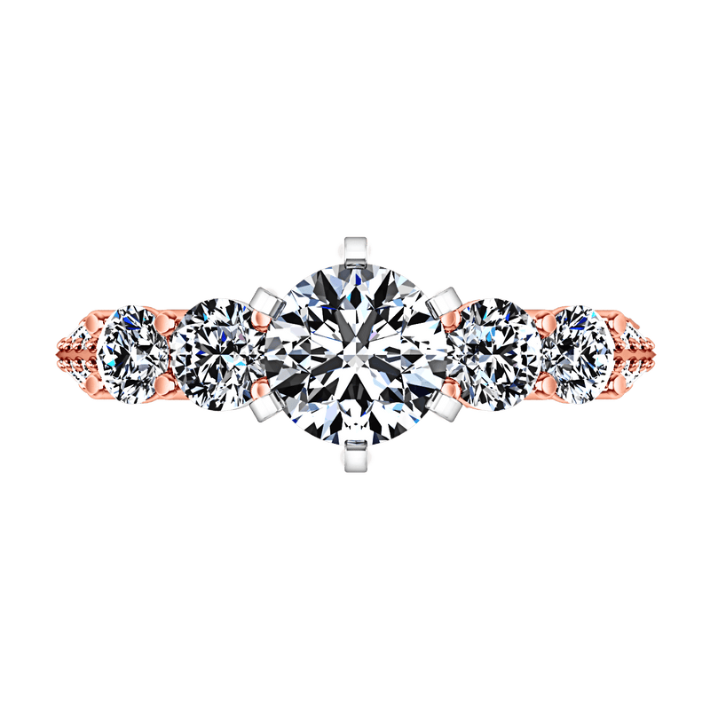 Pave Diamond Engagement Ring Regal 14K Rose Gold