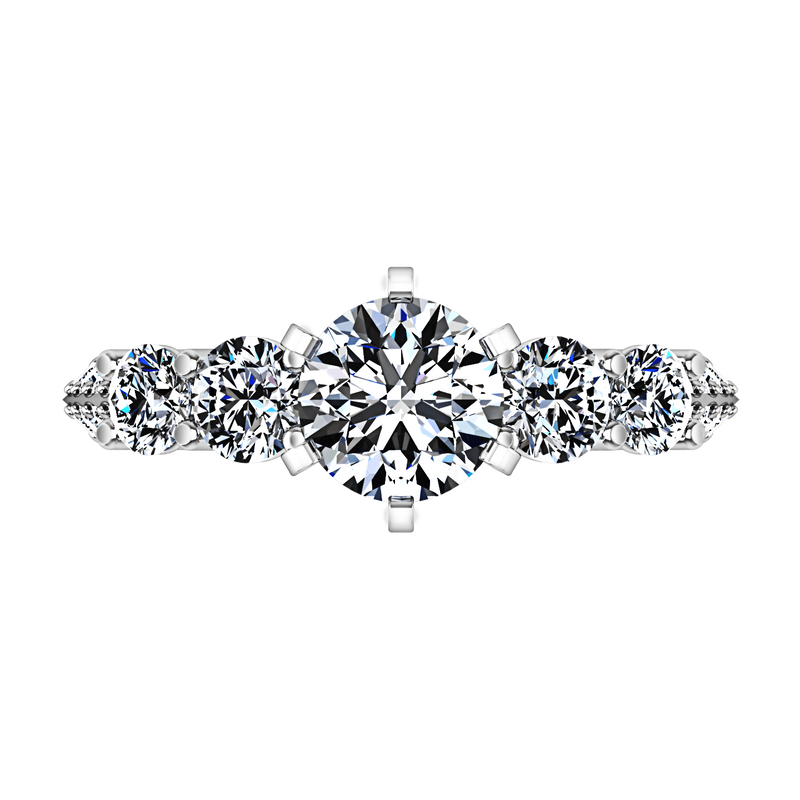 Round Diamond Pave Engagement Ring Regal 14K White Gold
