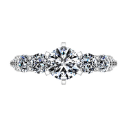 Round Diamond Pave Engagement Ring Regal 14K White Gold