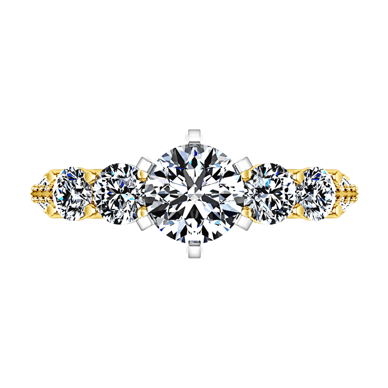 Pave Diamond EngagementRing Regal 14K Yellow Gold