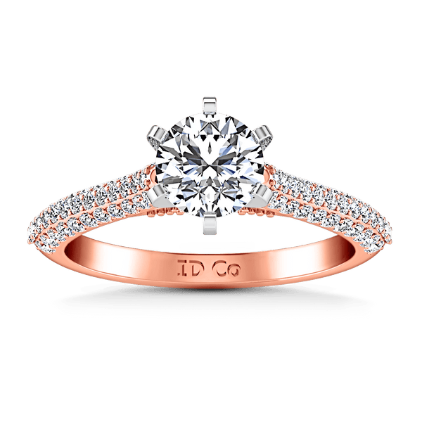 Pave Diamond Engagement Ring Royal 14K Rose Gold