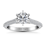 Pave Round Diamond Engagement Ring Royal 14K White Gold