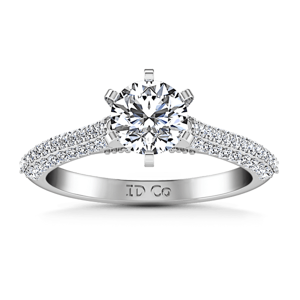 Pave Round Diamond Engagement Ring Royal 14K White Gold