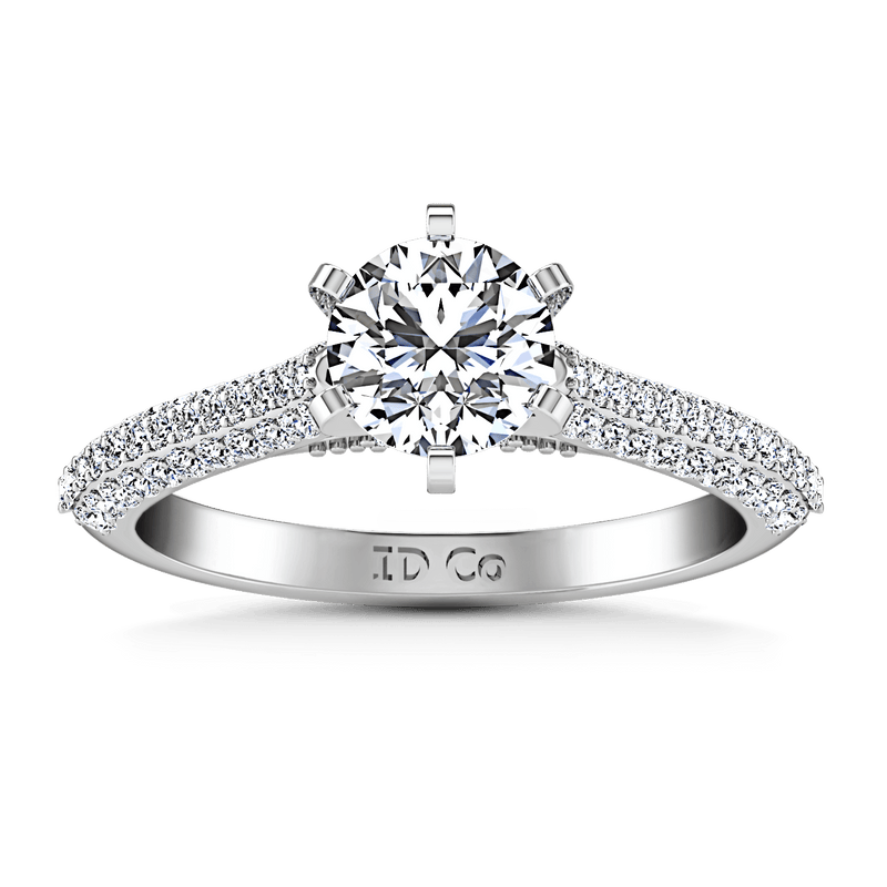 Pave Round Diamond Engagement Ring Royal 14K White Gold