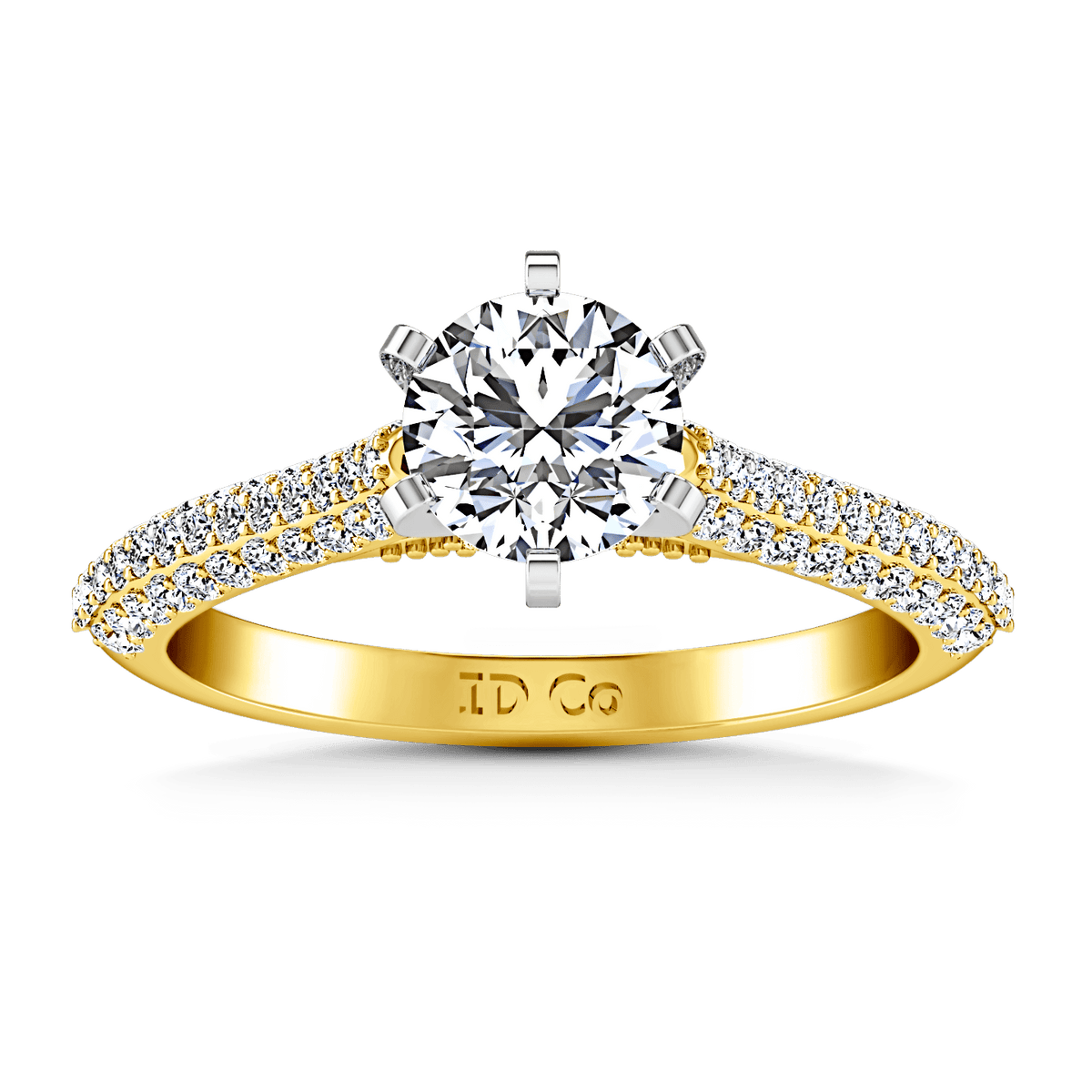 Pave Diamond EngagementRing Royal 14K Yellow Gold
