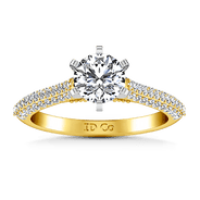 Pave Diamond EngagementRing Royal 14K Yellow Gold