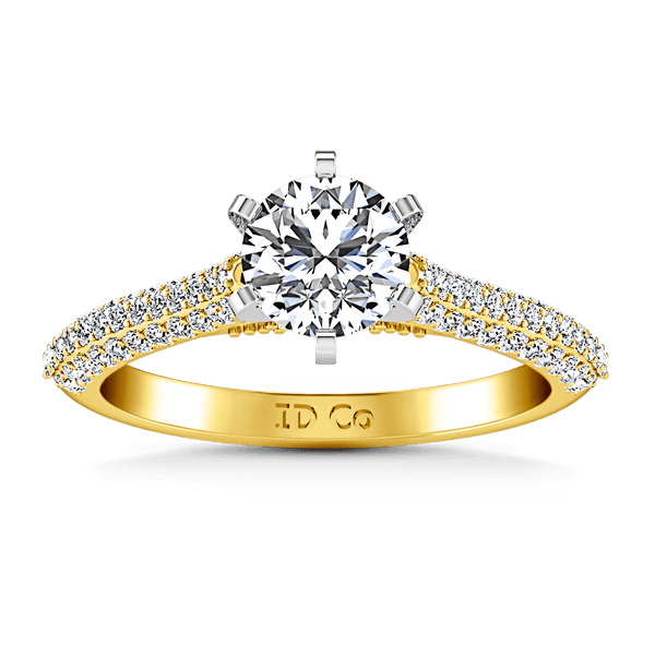 Pave Diamond EngagementRing Royal 14K Yellow Gold