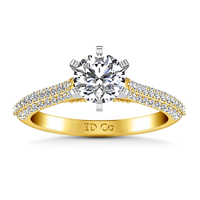 Pave Diamond EngagementRing Royal 14K Yellow Gold