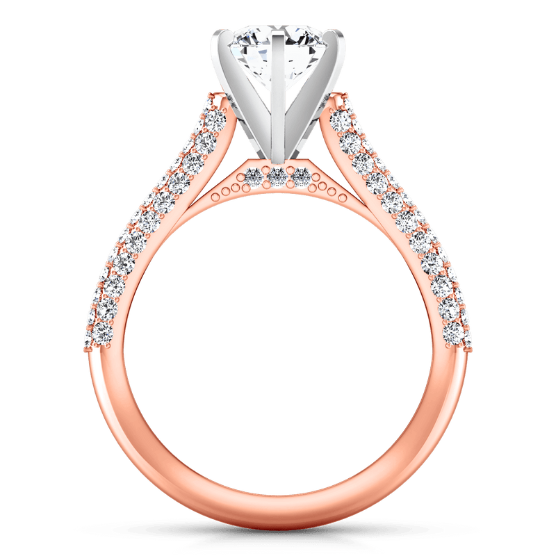 Pave Diamond Engagement Ring Royal 14K Rose Gold