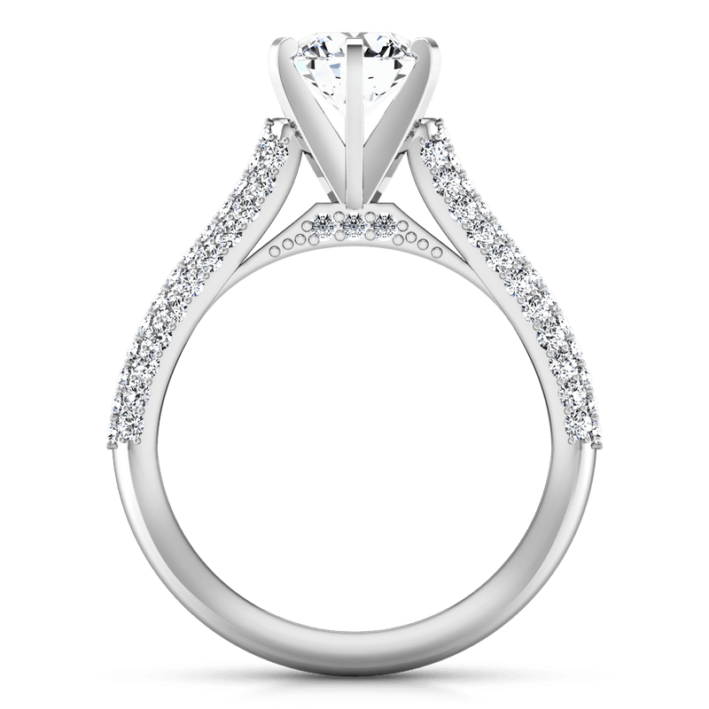 Pave Round Diamond Engagement Ring Royal 14K White Gold