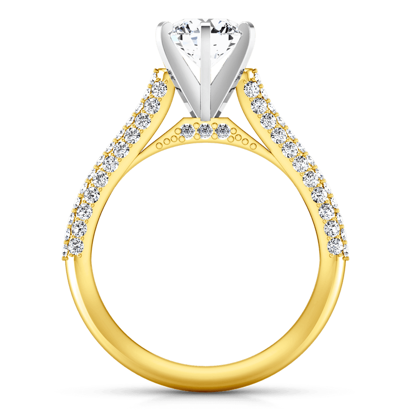 Pave Diamond EngagementRing Royal 14K Yellow Gold