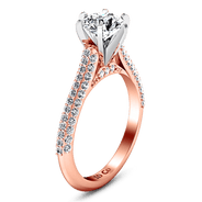 Pave Diamond Engagement Ring Royal 14K Rose Gold