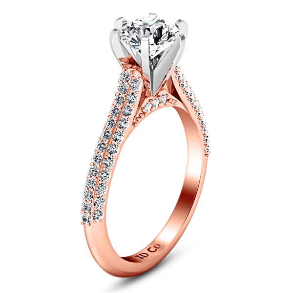 Pave Diamond Engagement Ring Royal 14K Rose Gold
