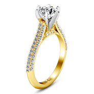 Pave Diamond EngagementRing Royal 14K Yellow Gold