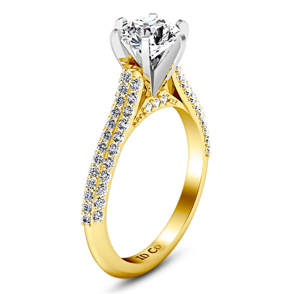 Pave Diamond EngagementRing Royal 14K Yellow Gold