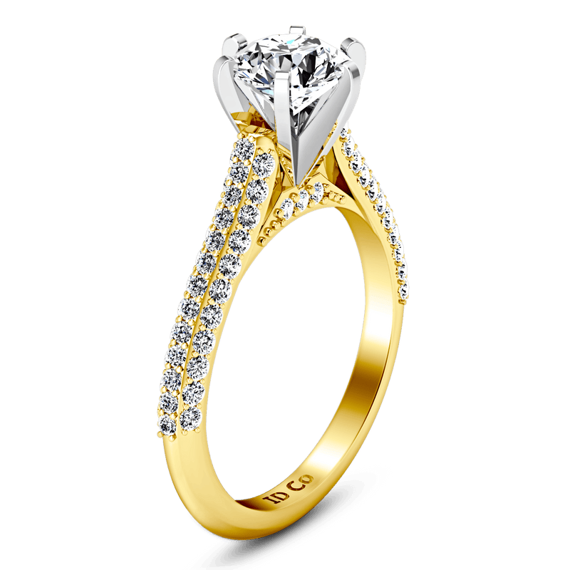 Pave Diamond EngagementRing Royal 14K Yellow Gold