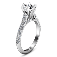 Pave Round Diamond Engagement Ring Royal 14K White Gold