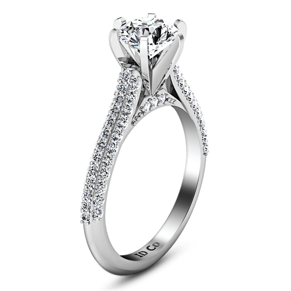 Pave Round Diamond Engagement Ring Royal 14K White Gold